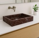 VASK I ROSSO LEVANTO MARMOR 60 X 40 X 12CM CLICK CLACK BUNNVENTIL thumbnail