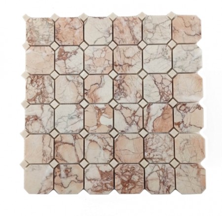 Marmor Sakura & Beige Crystallino Mosaikk Octagon