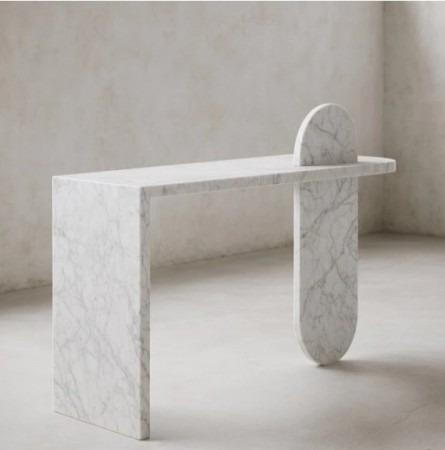 Marmor konsole/sidebord laget av ekte Bianco Carrara marmor.